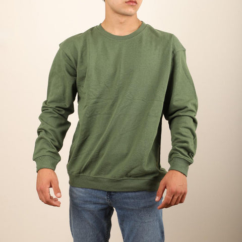 Baskısız Bisiklet Yaka Sweatshirt