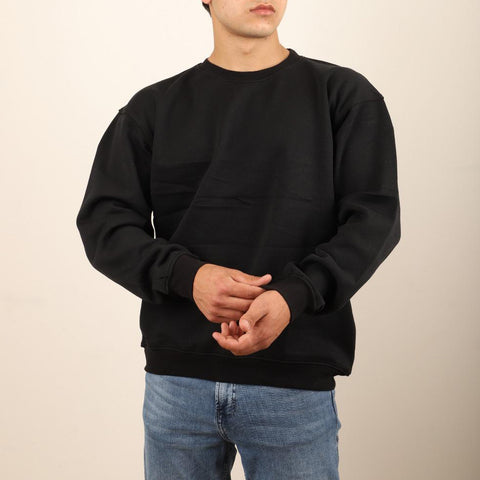 Baskısız Bisiklet Yaka Sweatshirt
