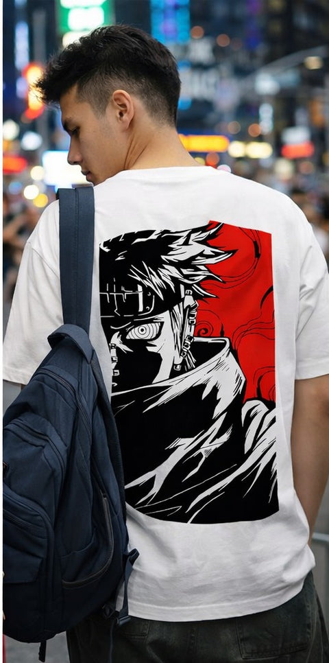 Chainsaw Man – Denji Smoking Black & White Panel Oversize Tişört