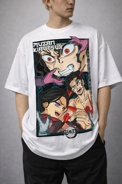 Demon Slayer – Muzan Kibutsuji vs Tanjiro Oversize Tişört