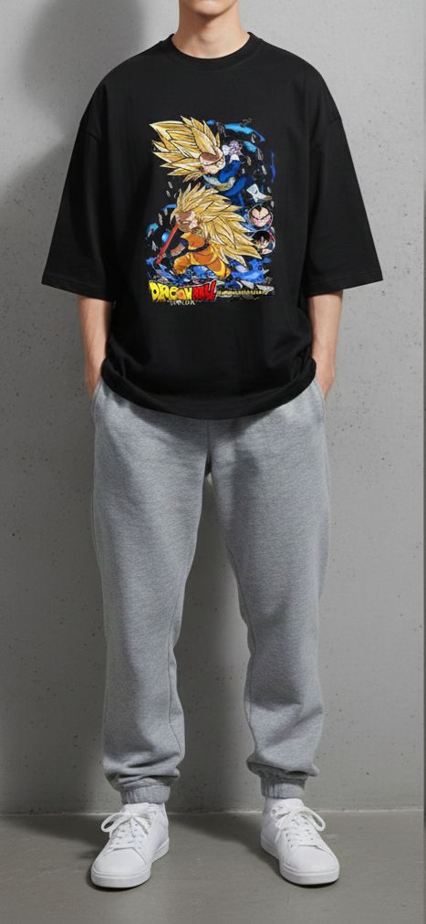 Dragon Ball Z – Goku vs Vegeta Retro Oversize Tişört