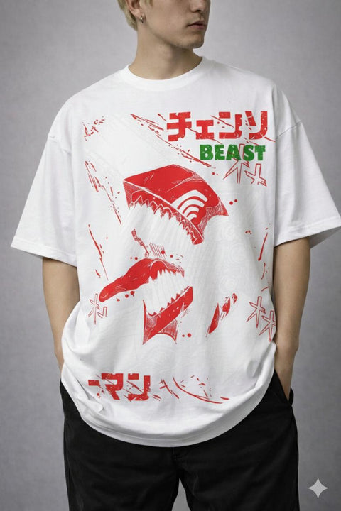 Chainsaw Man – Denji Beast / Chainsaw Slash Oversize Tişört