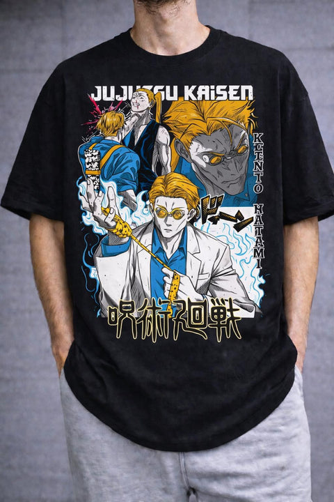 Jujutsu Kaisen – Kento Nanami + Gojo + Sukuna Panel Oversize Tişört