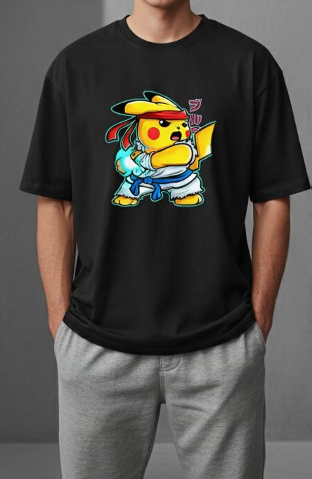 Pikachu Samurai / Fighter Pikachu Fanart  Oversize Tişört