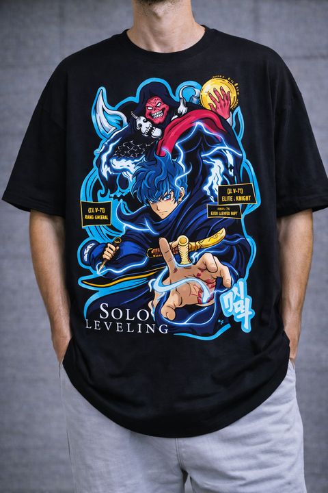 Solo Leveling – Sung Jin-Woo Shadow Monarch Jump Oversize Tişört