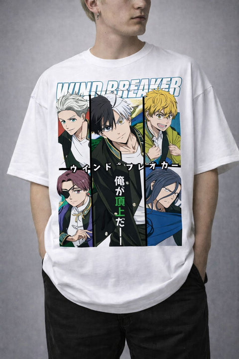 Wind Breaker – Main Crew Group Illustration Oversize Tişört