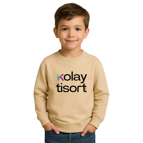 Baskılı Bisiklet Yaka Çocuk Sweatshirt
