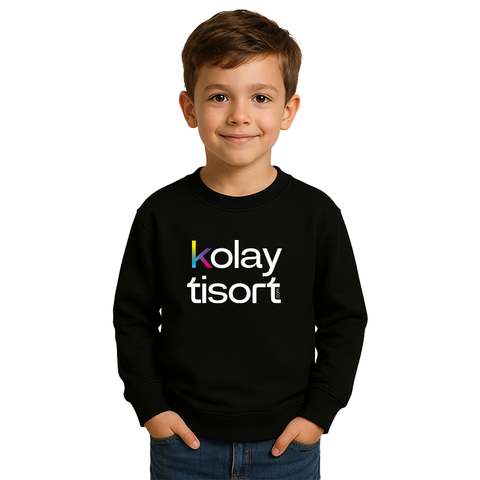 Baskılı Bisiklet Yaka Çocuk Sweatshirt