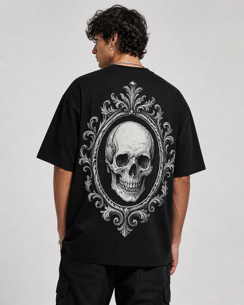 Gotik Portre Baskılı Oversize Tişört