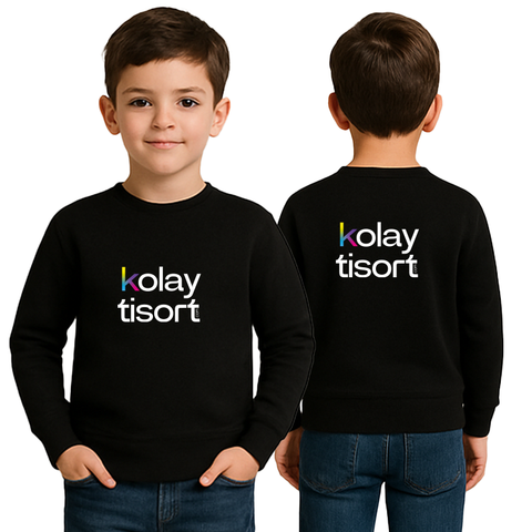 Baskılı Bisiklet Yaka Çocuk Sweatshirt