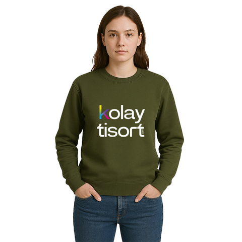 Baskılı Yetişkin Bisiklet Yaka Sweatshirt