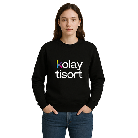 Baskılı Yetişkin Bisiklet Yaka Sweatshirt